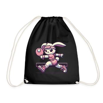 Kawaii Hase Tischtennis Spieler - Turnbeutel - Schwarz - Vorne