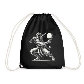 Ninja Table Tennis Master Funny Motif - Drawstring Bag - black - Front