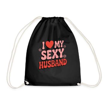 I Love My Husband (80s Retro) - Turnbeutel - Schwarz - Vorne