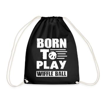 Wiffle Ball Born To Play Wiffle Ball - Drawstring Bag - black - Front