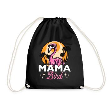 Flamingo Mama Bird - Pink Flamingo Mama - Drawstring Bag - black - Front