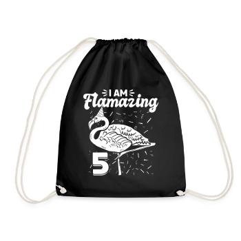 Je suis Flamazing 5 ans - Flamingo 5ème anniversaire - Sac de sport léger - noir - Devant