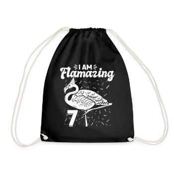 I am Flamazing 7 Years - Flamingo 7th Birthday - Turnbeutel - Schwarz - Vorne