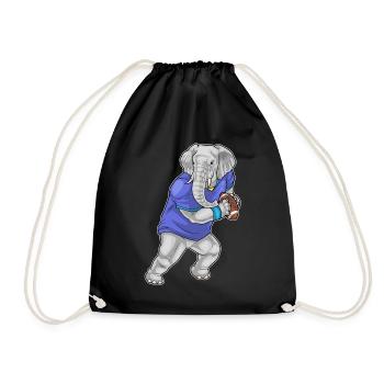 Elephant American Football Sport - Drawstring Bag - black - Front