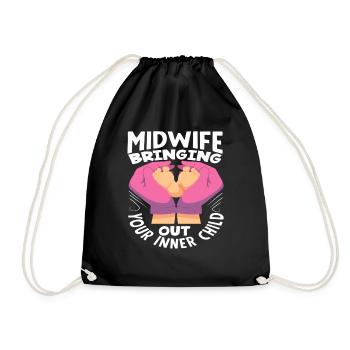 Midwife brings out your inner child - Drawstring Bag - black - Front