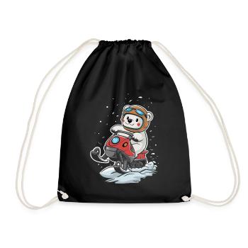 Ours polaire mignon sur motoneige - Sac de sport léger - noir - Devant
