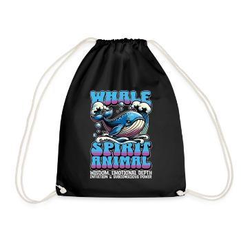 Whale Spirit Animal Wisdom Sailing Whale Watching - Drawstring Bag - black - Front