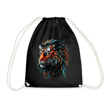 Lustiges Tiger Kunst Tier Natur Wildtier Tiere Zoo - Turnbeutel - Schwarz - Vorne