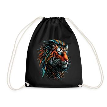 Funny Tiger Art Animal Nature Wildlife Animals Zoo - Drawstring Bag - black - Front
