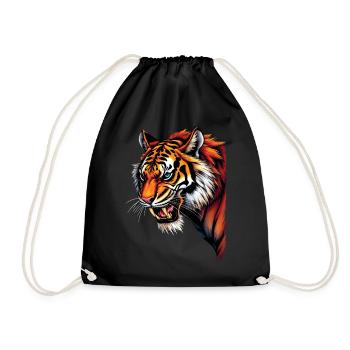 Lustiges Tiger Kunst Tier Natur Wildtier Tiere Zoo - Turnbeutel - Schwarz - Vorne