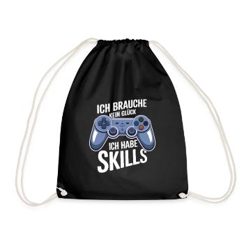 Ich hab gaming Skills - Turnbeutel - Schwarz - Vorne