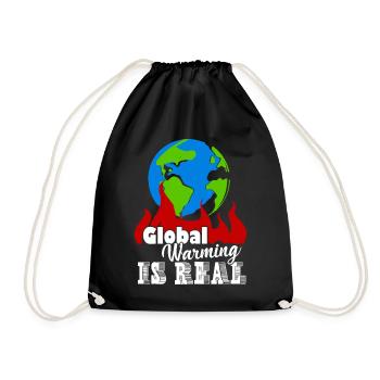 Earth Day Global Warming Is Real - Drawstring Bag - black - Front
