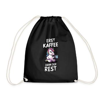 Kaffee EInhorn - Turnbeutel - Schwarz - Vorne