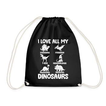 I love all my dinosaurs - Dinosaur Lover Dino - Drawstring Bag - black - Front
