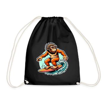 Neanderthal surfers surfers - Drawstring Bag - black - Front