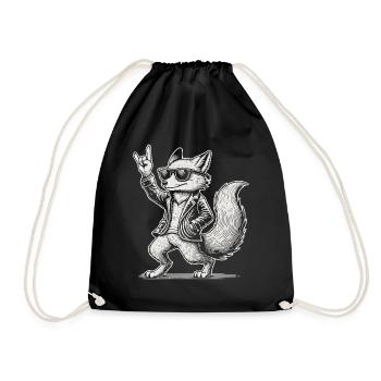 Rock Music Funny Heavy Metal Fox Concert - Drawstring Bag - black - Front