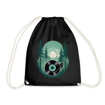 Vinyl vintage Musik Retro Streetwear Stil - Turnbeutel - Schwarz - Vorne