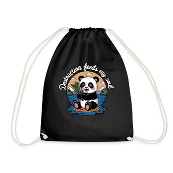 Destruction nourrit mon âme Drôle Panda Ironique - Sac de sport léger - noir - Devant