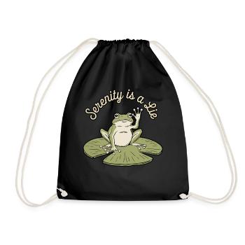 Lustiger Frosch Gelassenheit ist eine Lüge Humor Lily Pad - Turnbeutel - Schwarz - Vorne