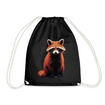 Waschbär Motiv Tier Tierliebhaber Kunst Kunstwerk - Turnbeutel - Schwarz - Vorne
