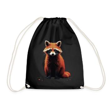 Waschbär Motiv Tier Tierliebhaber Kunst Kunstwerk - Turnbeutel - Schwarz - Vorne