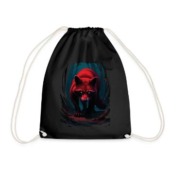 Raccoon Motif Animal Lover Art Artwork - Drawstring Bag - black - Front