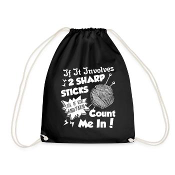 Knitting Addicted To Knitting - Drawstring Bag - black - Front