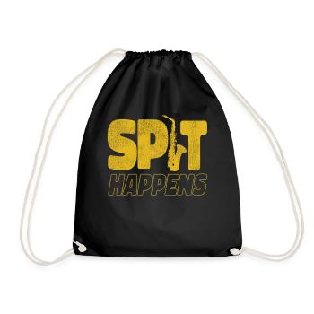 Saxophone Pun Spit Happens - Drawstring Bag - black - Front