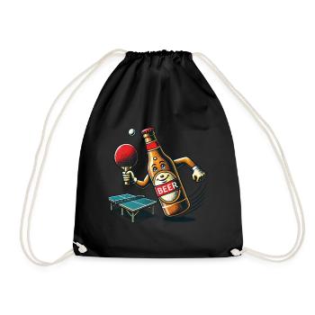 Bierflasche Lustiges Tischtennis Bier Spaß - Turnbeutel - Schwarz - Vorne