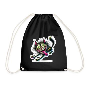Chat fou style bande dessinée Motif animal drôle - Sac de sport léger - noir - Devant