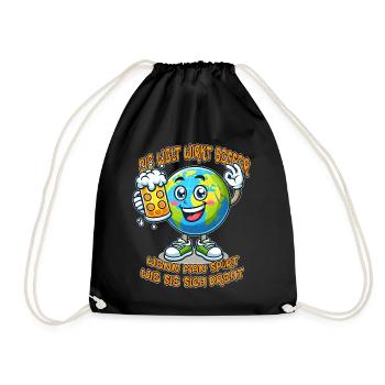 The World Seems Better Funny Beer Comic Motif - Drawstring Bag - black - Front