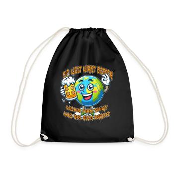 The World Seems Better Funny Beer Comic Motif - Drawstring Bag - black - Front