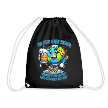 The World Seems Better Funny Beer Comic Motif - Drawstring Bag - black - Front