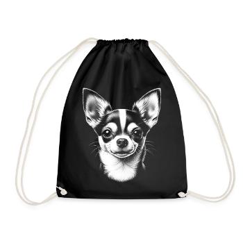 Tête de chihuahua dans le style de dessin en noir et blanc - Sac de sport léger - noir - Devant