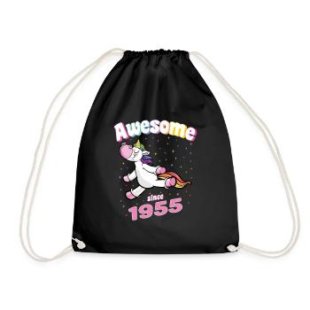 1955 Birthday Unicorn Awesome since - Drawstring Bag - black - Front