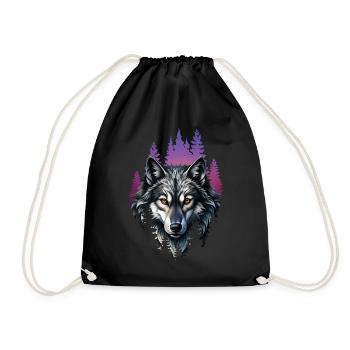 Wolf Liebhaber Wildtier Kunst Wolf Bunt Tier - Turnbeutel - Schwarz - Vorne