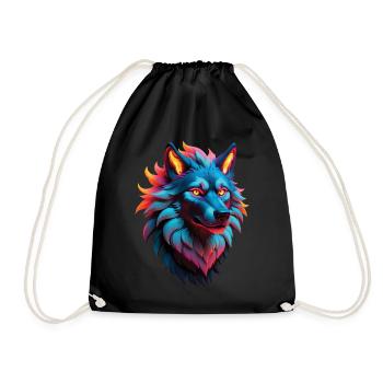 Wolf Lover Wild Animal Art Wolf Colorful Animal - Drawstring Bag - black - Front
