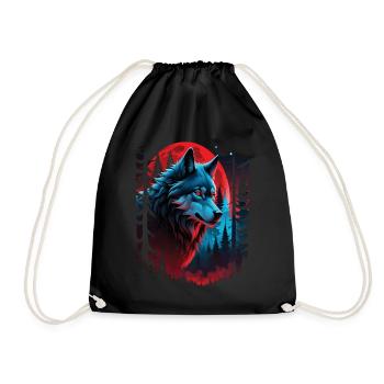 Wolf Liebhaber Wildtier Kunst Wolf Bunt Tier - Turnbeutel - Schwarz - Vorne
