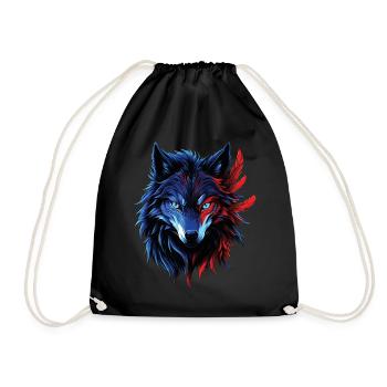Wolf Liebhaber Wildtier Kunst Wolf Bunt Tier - Turnbeutel - Schwarz - Vorne
