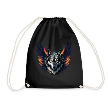 Wolf Liebhaber Wildtier Kunst Wolf Bunt Tier - Turnbeutel - Schwarz - Vorne