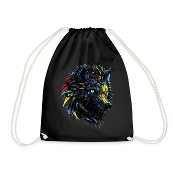 Wolf Liebhaber Wildtier Kunst Wolf Bunt Tier - Turnbeutel - Schwarz - Vorne