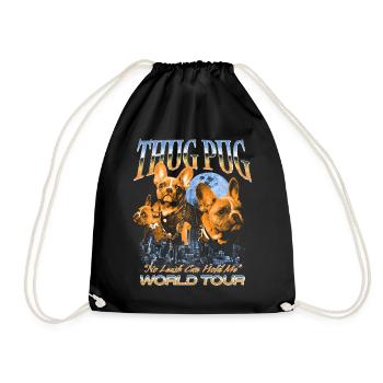 Thug Pug – World Tour - Drawstring Bag - black - Front
