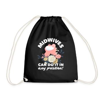 Midwives can do it in any position - Drawstring Bag - black - Front