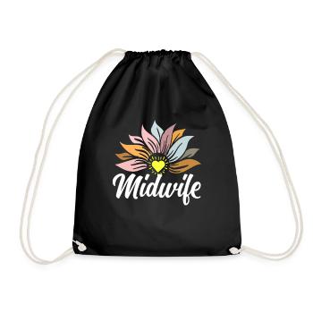 Hebamme Herzblume Für Wahre Heldinnen - Turnbeutel - Schwarz - Vorne