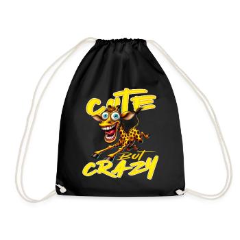 Mignon mais fou girafe style bande dessinée motif drôle - Sac de sport léger - noir - Devant
