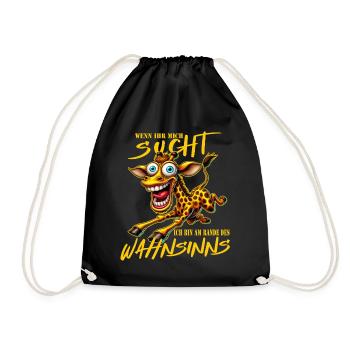 Girafe folle à la limite de la folie style bande dessinée - Sac de sport léger - noir - Devant