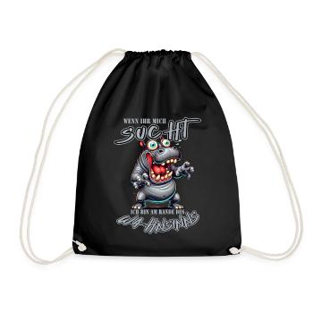 Hippopotame fou au bord de la folie style bande dessinée - Sac de sport léger - noir - Devant
