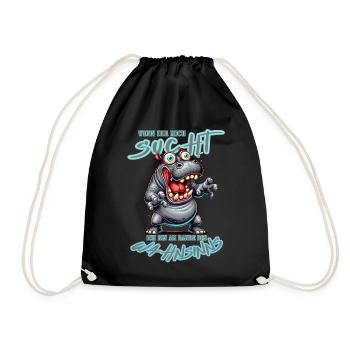 Hippopotame fou au bord de la folie style bande dessinée - Sac de sport léger - noir - Devant