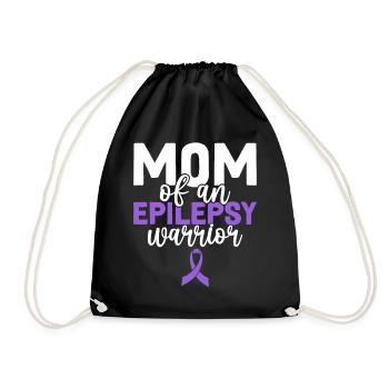 Mom Of An Epilepsy Warrior Purple Ribbon Epilepsy - Drawstring Bag - black - Front