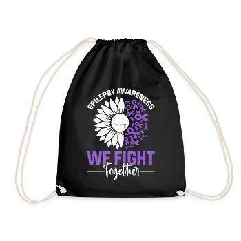We Fight Together Purple Ribbon Nervous System - Drawstring Bag - black - Front